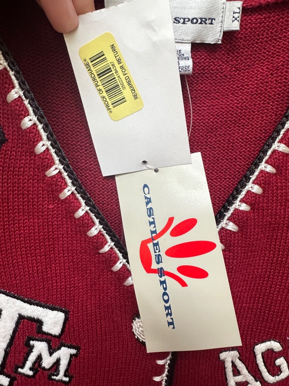 Texas A&M Aggies Vintage Maroon Logo Embroidered Sweater Vest by Castles Sport - Picture 5 of 8